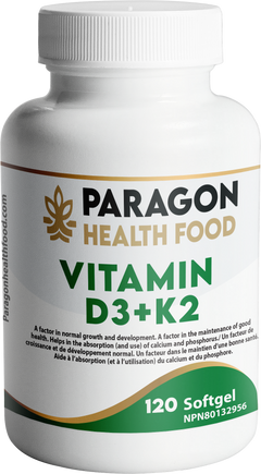 Paragon Health Foods Vitamin D3 and K2 120softgels