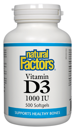 NATURAL FACTORS VITAMIN D3 1000IU 500SG