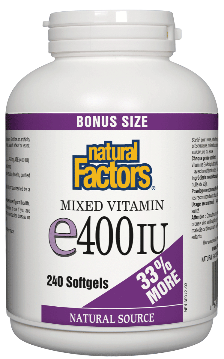 NATURAL FACTORS VITAMIN E MIXED 400IU 240 SOFTGEL BONUS SIZE
