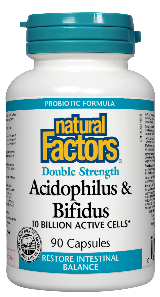 Natural Factors Double Strength Acidophilus & Bifidus 90 Capsules