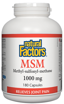 MSM
Natural Factors MSM 1000 mg · (Methyl-sulfonyl-methane)