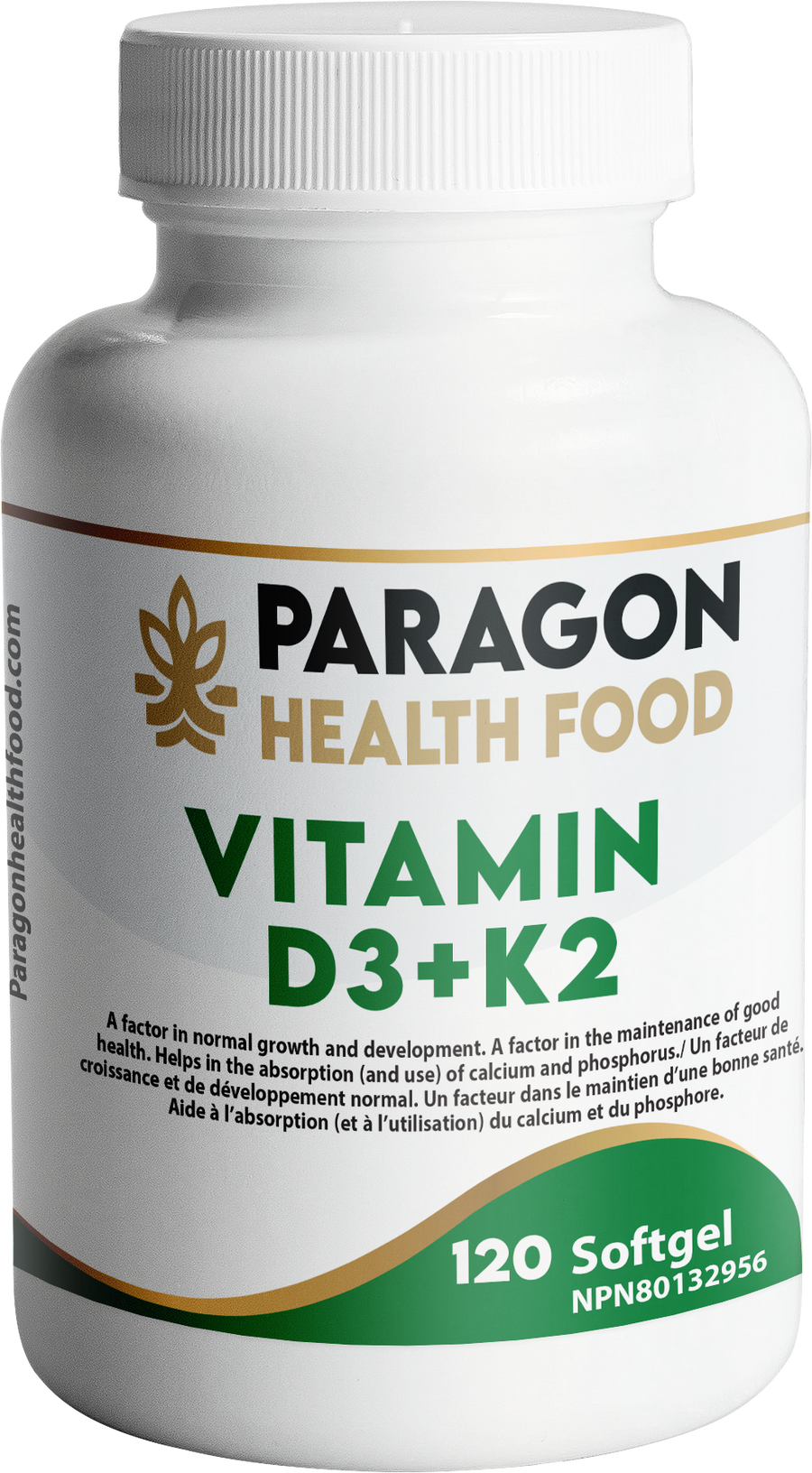 Paragon Health Foods Vitamin D3 and K2 120softgels