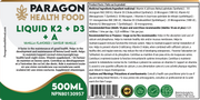 Paragon Health Foods Liquid K2 D3 A 500ml