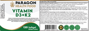Paragon Health Foods Vitamin D3 and K2 120softgels