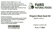 Paris Natural Foods Organic Black Seed Oil 118ml / 4oz.