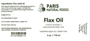 Paris Natural Foods Flax Oil 118ml / 4oz.