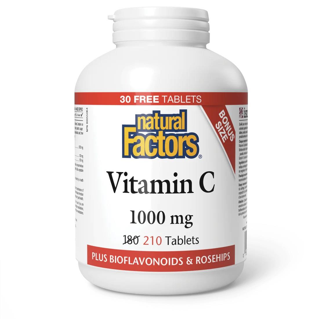 NATURAL FACTORS VITAMIN C 1000MG 210 TABLETS (ASCORBIC ACID)