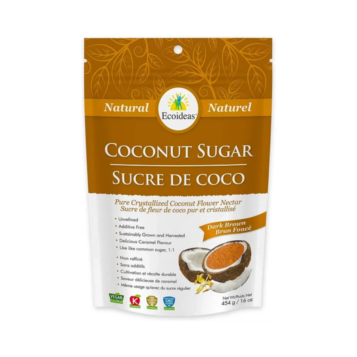 Ecoideas Coconut Sugar Dark Brown 454G