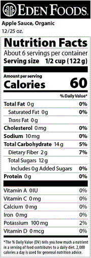 Eden Apple Sauce Organic 398ML