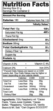 Giddy Yoyo Raspberry 72% Dark Chocolate Bar Certified Organic 62g
