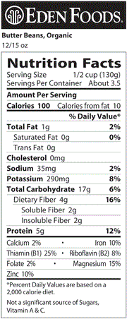 Eden Organic Butter Beans 398ML