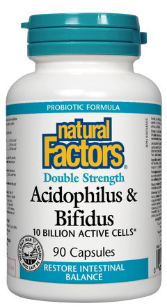 Natural Factors Double Strength Acidophilus & Bifidus 90 Capsules 