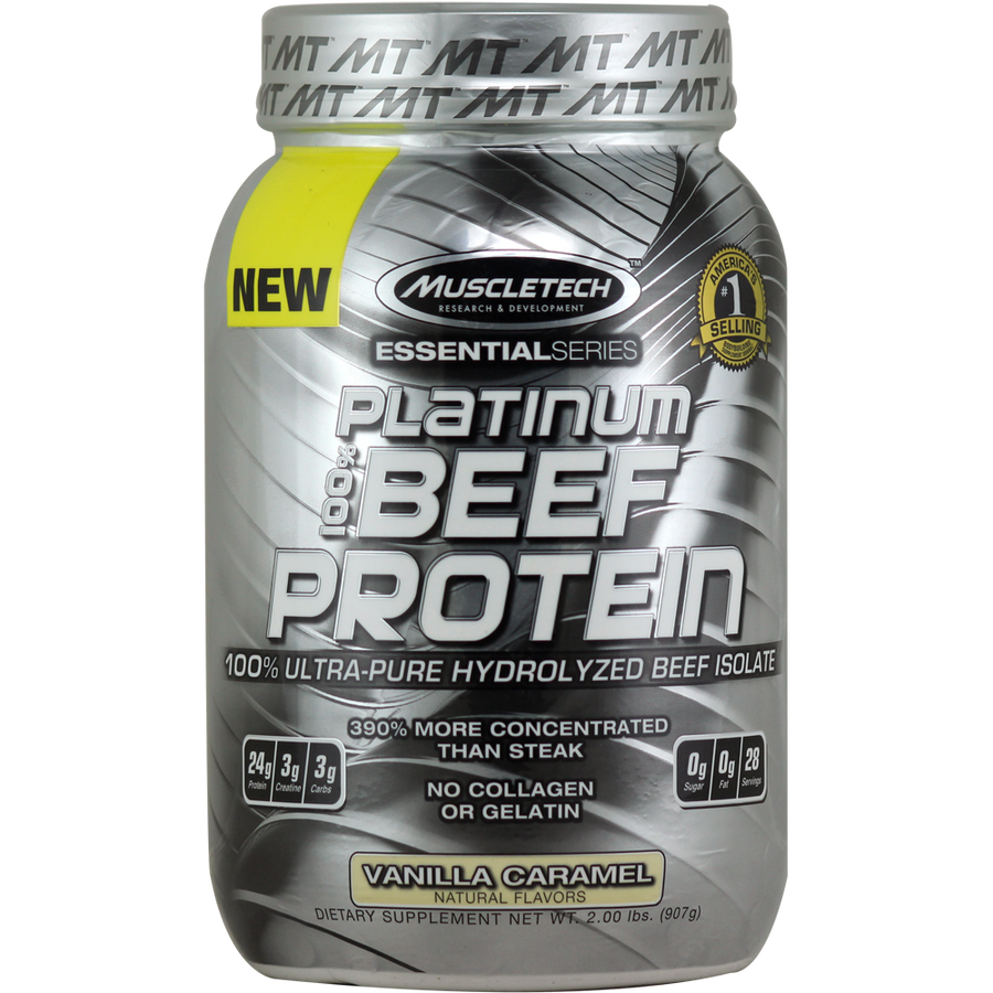 MuscleTech Platinum 100% Beef Protein Vanilla Caramel 2lbs