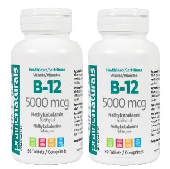 Prairie Naturals B-12 5000mcg 90tabs + 90tabs