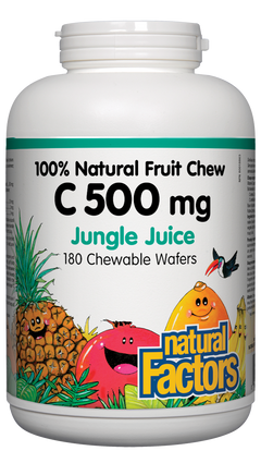 Natural Factors C500Mg 90 Chewable Wafers 100% Natural Fruit Chew, Jungle Juice
