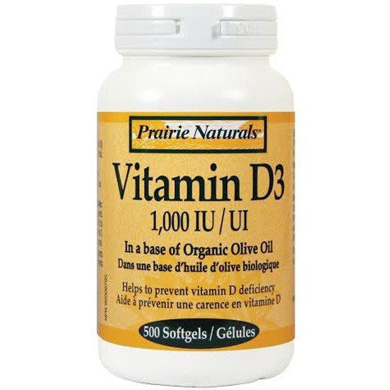 PRAIRIE NATURALS VITAMIN D3 1000IU 500 SOFTGELS